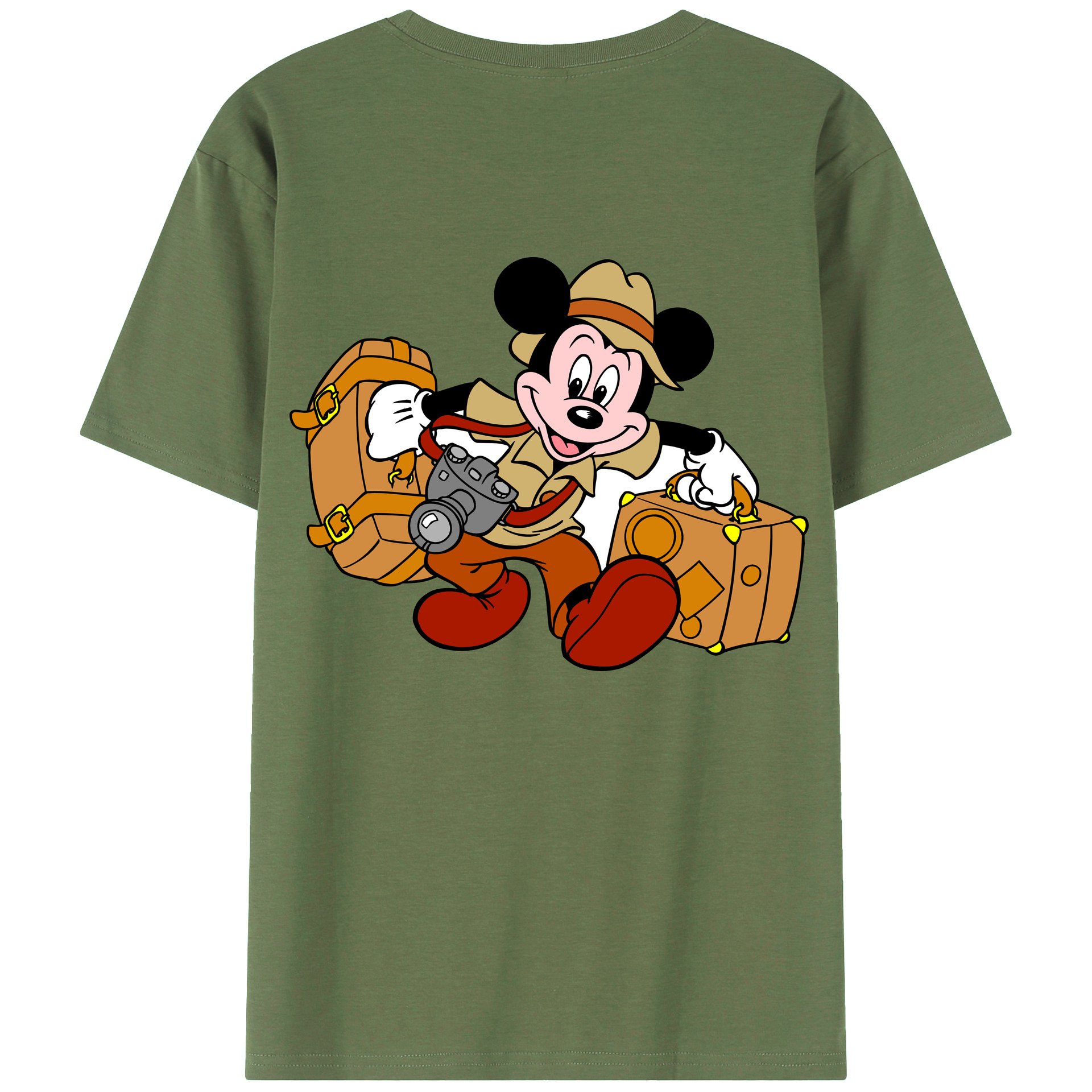 ミッキーマウス Mickey Mouse 綿100％ メンズ半袖Tシャツ（バックプリント） 通気性